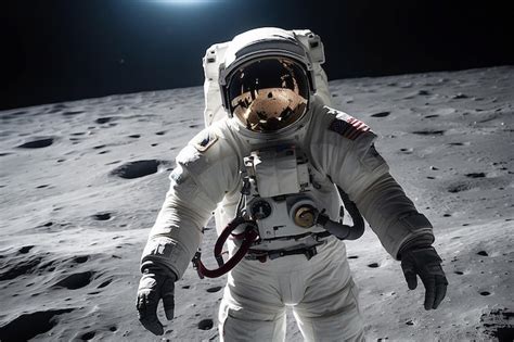 Astronaut Explores Outer Dark Space Premium AI Generated Image