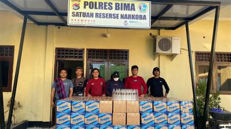 Polres Bima Gagalkan Penyelundupan 2880 Botol Miras Jenis Arak Dari