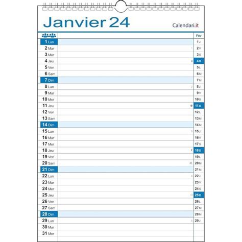 Calendrier 2024 Familial Mural Organisateur Familial 30 X 42 Cm