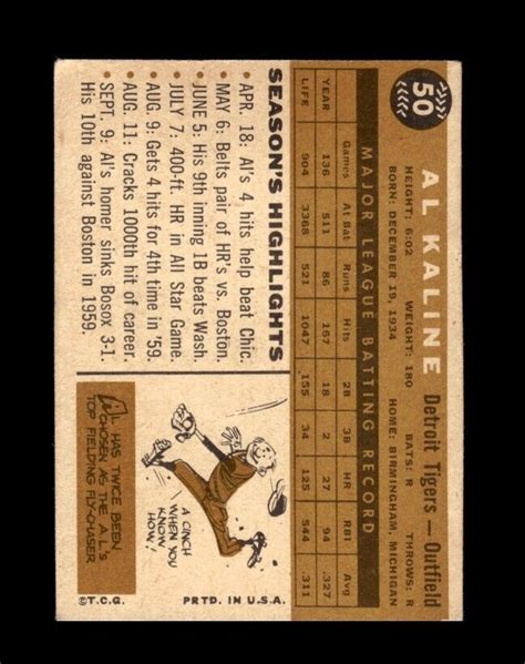 Topps Set Break Al Kaline Vg Vgex Gmcards Ebay