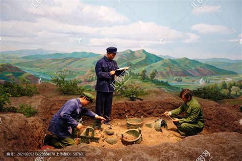 喀左北洞2号坑发掘现场复原文物考古文化艺术摄影素材汇图网