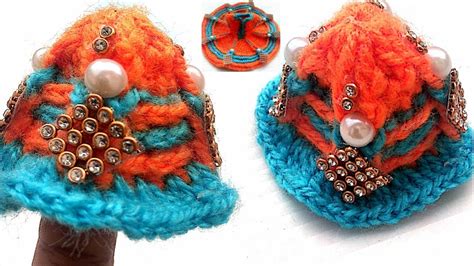 Crochet Woollen Dress Matching Topi Cap For Laddu Gopal Winter Hat Unki