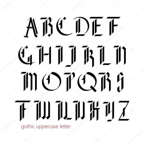 Modern Blackletter Blackletter Modern Gothic Font Stock Vector