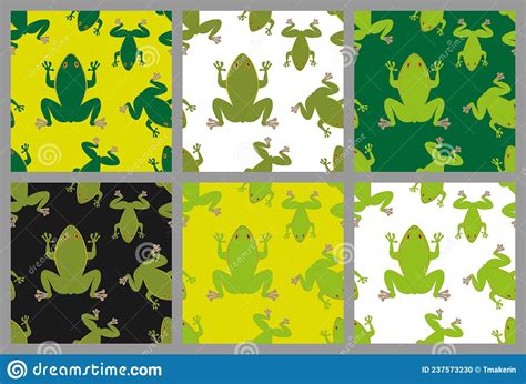 Conjunto De Patrones Sin Soldadura Con Ranas Verdes Ilustraci N Del