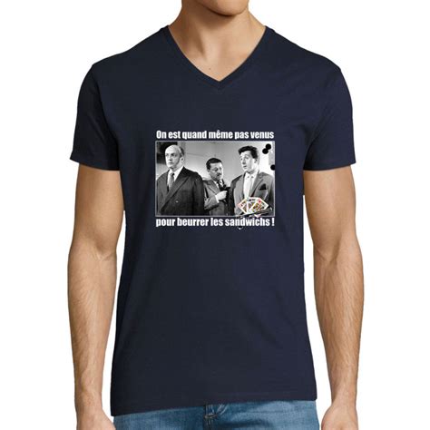 T Shirt Homme Col V Tontons Flingueurs Beurrer Les Sandwichs