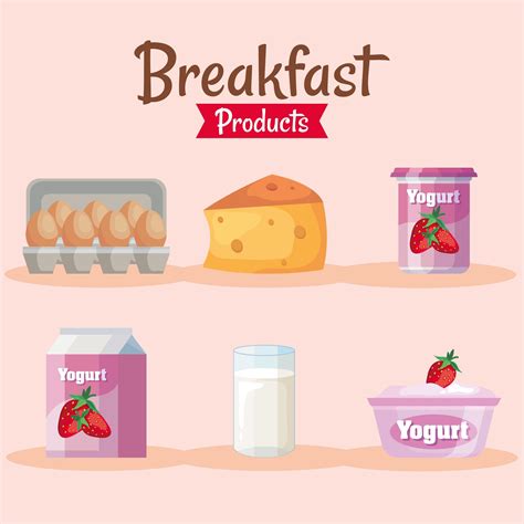 Bundle Of Six Delicious Breakfast Set Products Icons 2490808 Vector Art