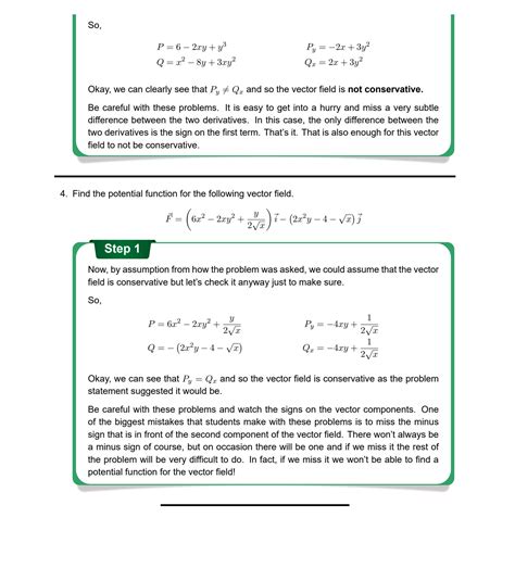 Solution Conservative Vector Fields Line Integrals Calculus Exam