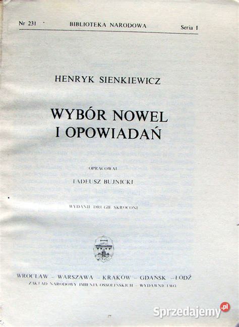 Wyb R Nowel I Opowiada Henryk Sienkiewicz Limanowa Sprzedajemy Pl