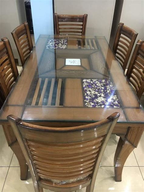 6 Seater Glass Top Designer Wooden Dining Table Set At Rs 55000set In New Delhi