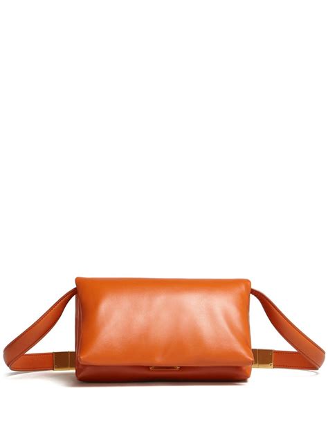 Marni Small Prisma Leather Shoulder Bag Orange Farfetch