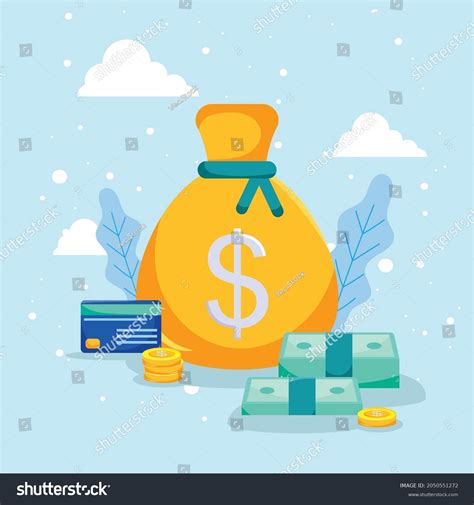 Money Bag Bills Coins Icons Stock Vector Royalty Free 2050551272