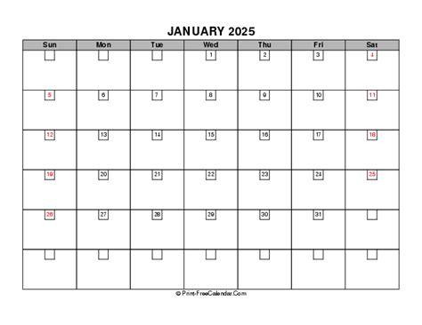 January 2025 Calendars Word Pdf Excel