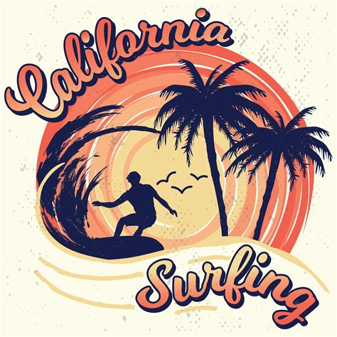 California Surfing Summer T Shirt Design For Surf Lovers 9263181 Vector