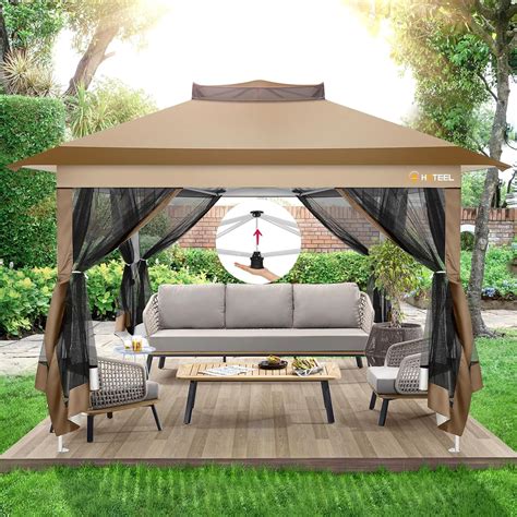 Amazon De HOTEEL Gartenpavillon 3x3 Pop Up Pavillon Mit Moskitonetz