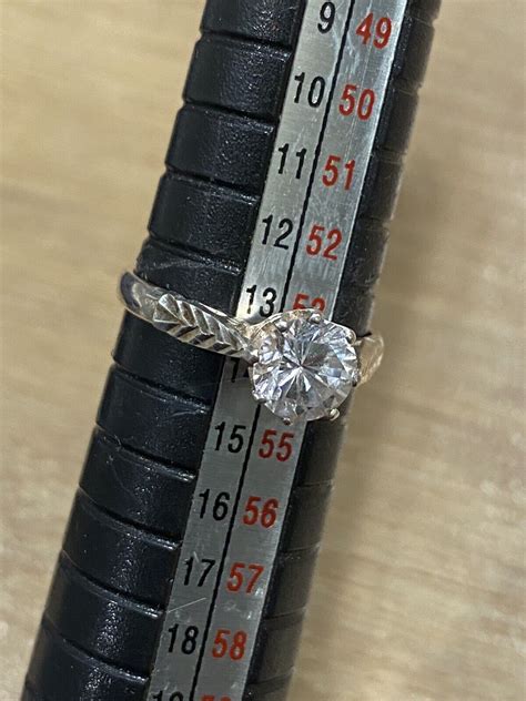 Vintage Sterling Silver Cubic Zirconia Solitaire Ring Marked Silver