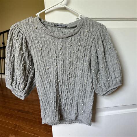 Zara Pearl Bead Top Sweater Depop