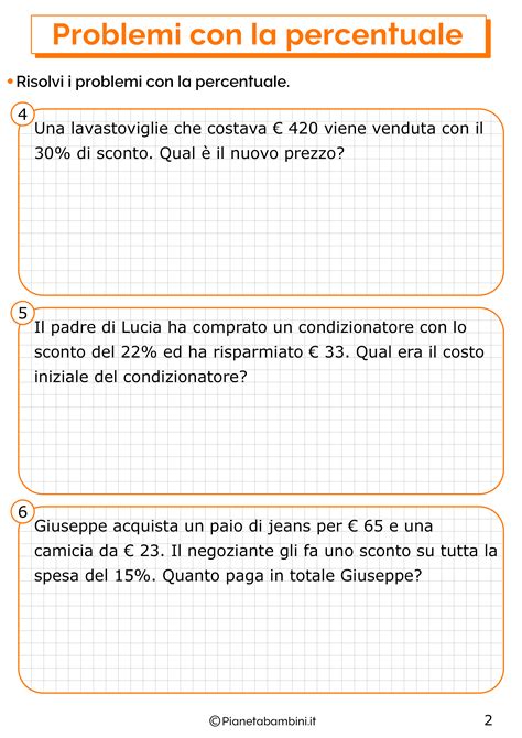 Problemi Con Le Percentuali Per La Scuola Primaria Pianetabambini It