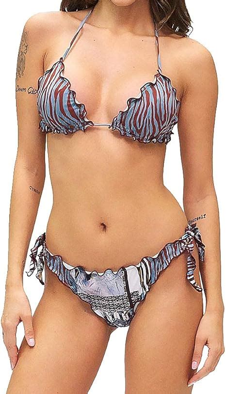 Effek F K Bikini Triangolo Con Slip Regolabile F L Amazon It