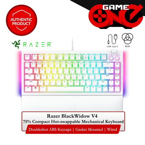 Razer Blackwidow V Hot Swappable Mechanical Gaming Keyboard White Edition Orange Switch
