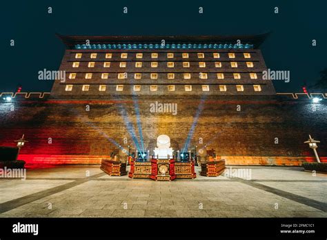 ancient city wall at night, Xi'an,China Stock Photo - Alamy