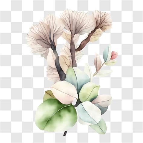 Baixe Pintura De Flores E Folhas Em Aquarela Em Rosa Branco E Verde