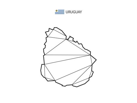 Mosaic Triangles Map Style Of Uruguay Isolated On A White Background