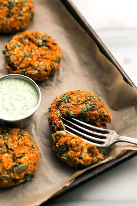 Carrot Lentil Cakes With Garlic Herb Tahini Sauce The Country Chic