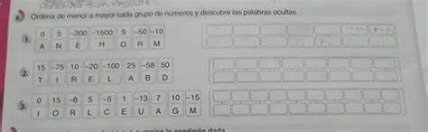 Ordena De Menor A Mayor Cada Grupo De Numeros Y Descubre Las Palabras