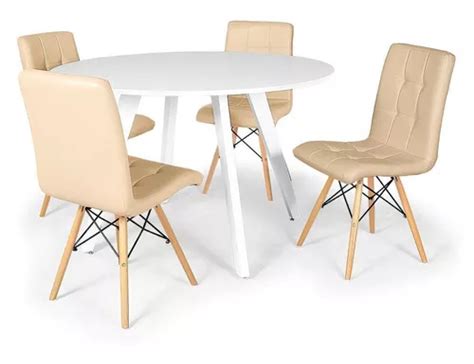 Mesa De Comedor Amanda Blanca De Cm Con Sillas Gombo De Color Nude Mercadolibre