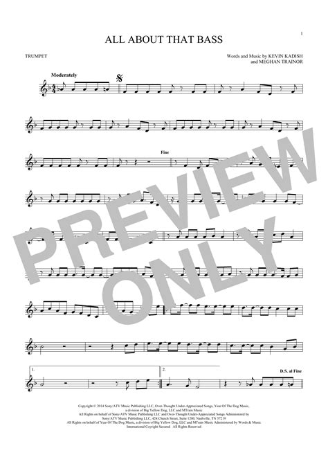 All About That Bass By Meghan Trainor Sheet Music For Trumpet Solo At