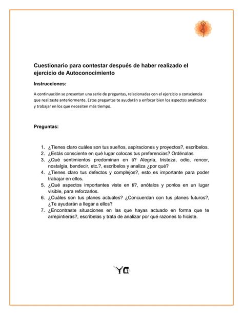 Cuestionario Para Contestar Despu S De Haber Realizado El Ejercicio De