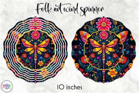 Folk Dragonfly With Flowers Wind Spinner Graphic By Designs By Ira · Creative Fabrica