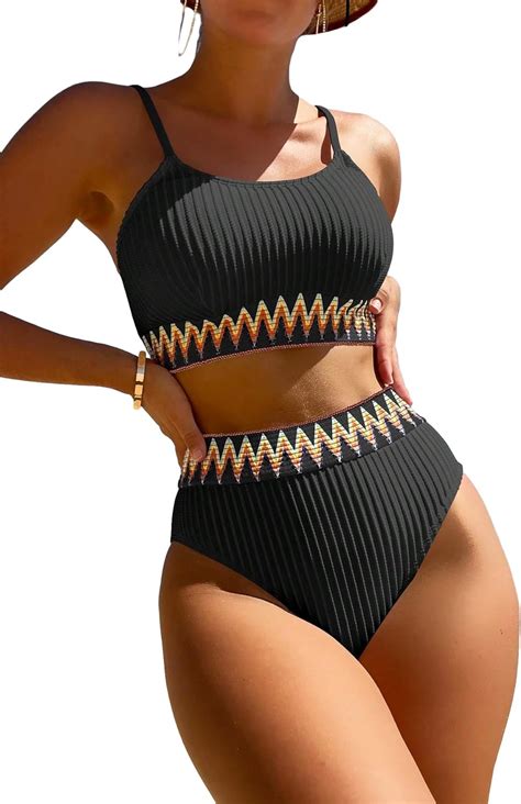 Amazon Gorglitter Women S Piece High Waist Bikini Set Wireless