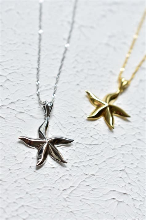 Starfish Pendant Necklace Sea Star Silver Necklace Summer Necklace For