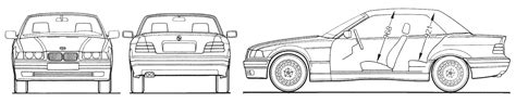 1997 BMW 3 Series E36 323i Cabriolet Blueprints Free Outlines