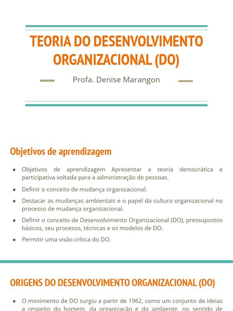 Aula 5 Teoria Do Desenvolvimento Organizacional Do Pdf