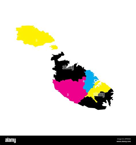 Mappa Politica Di Malta Delle Divisioni Amministrative Regioni Mappa