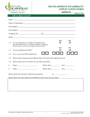 Fillable Online Development Feasibility Application Form Fax Email