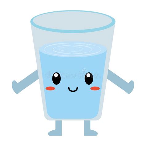 Cute Cartoon Glass Of Water Isolated Stock Illustration Illustration Of Colorful Kawaii