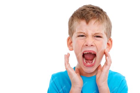 Premium Photo Frustrated Kid Studio Portrait And Shouting With Anger