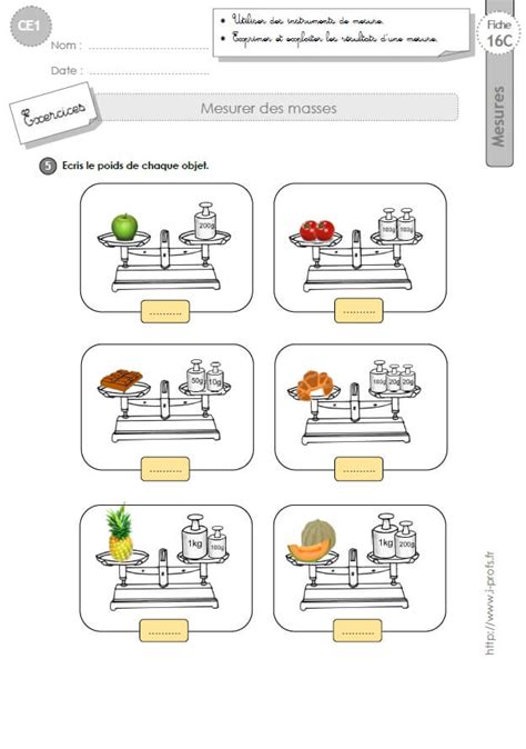 Ce Exercices Mesures De Masses En Ce Cycle