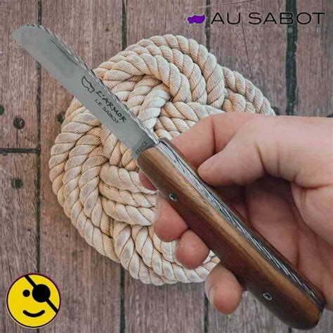 Couteau Pliant L Armor London Au Sabot Guillochage Cordage Teck