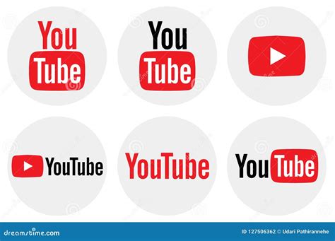 Flat Round Youtube Icon Collection Editorial Photography Illustration