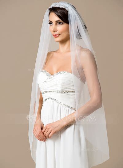 One Tier Fingertip Bridal Veils With Cut Edge 006066068 JJ S House