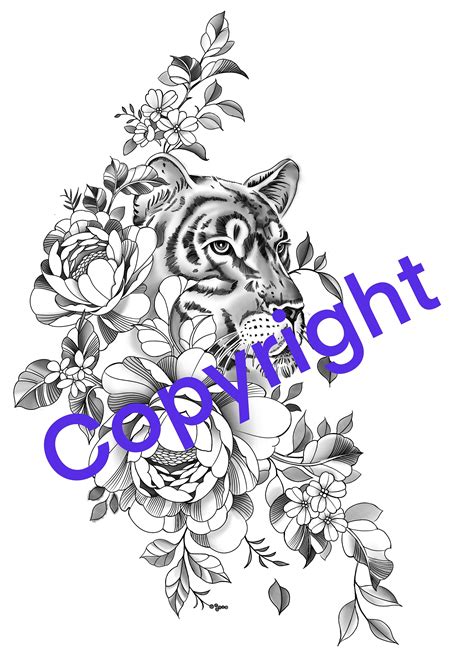 Tiger Tattoo Design for Woman Stencil Template Tattoo - Etsy