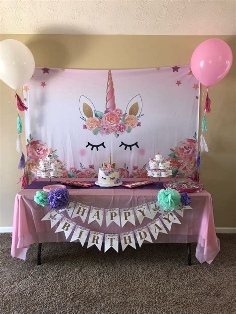 Unicorn Themed Happy Birthday Banner Cumple Sol Fiesta De