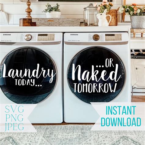 Laundry Today Or Naked Tomorrow SVG Laundry Room Decor Washer And Dryer Decal Farmhouse