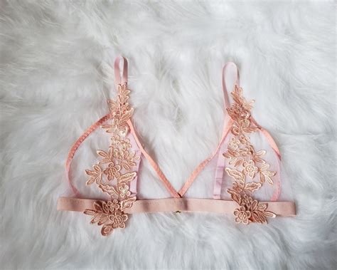 Pink Lace Floral Bralette Pink Lingerie Set Bralette Set Sexy Lingerie Sheer Lingerie Etsy