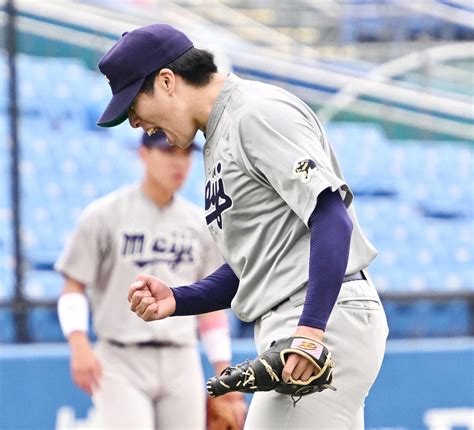 明大、立大を下し1勝1敗タイに 先発松本直が5回無失点でリーグ戦初勝利「本人も自信に」監督 アマ野球写真ニュース 日刊スポーツ