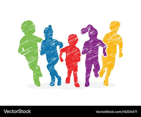 Group Of Children Running Graphic Royalty Free Vector Image